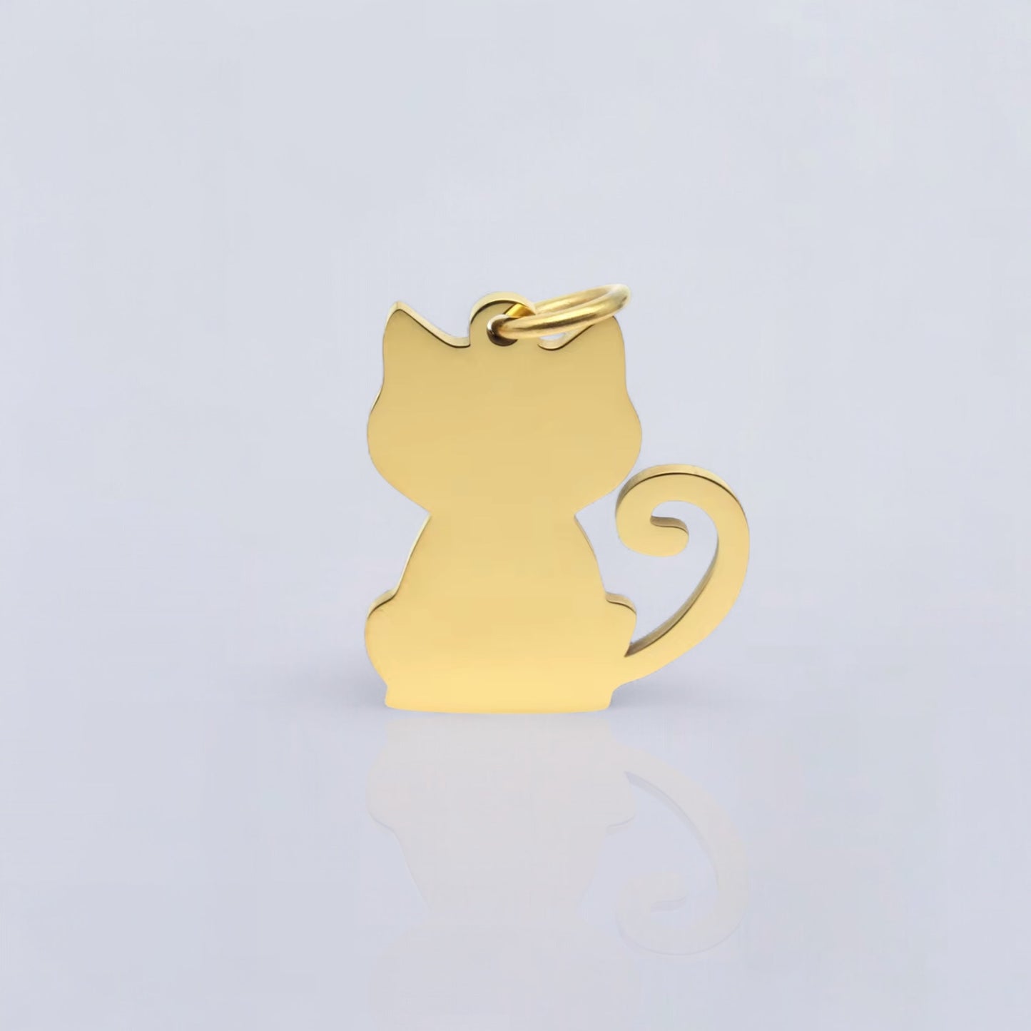 Etiqueta de identificación para mascotas de acero inoxidable, etiqueta personalizada para perros y gatos, texto personalizado grabado en ambos lados en hueso o figura de gato