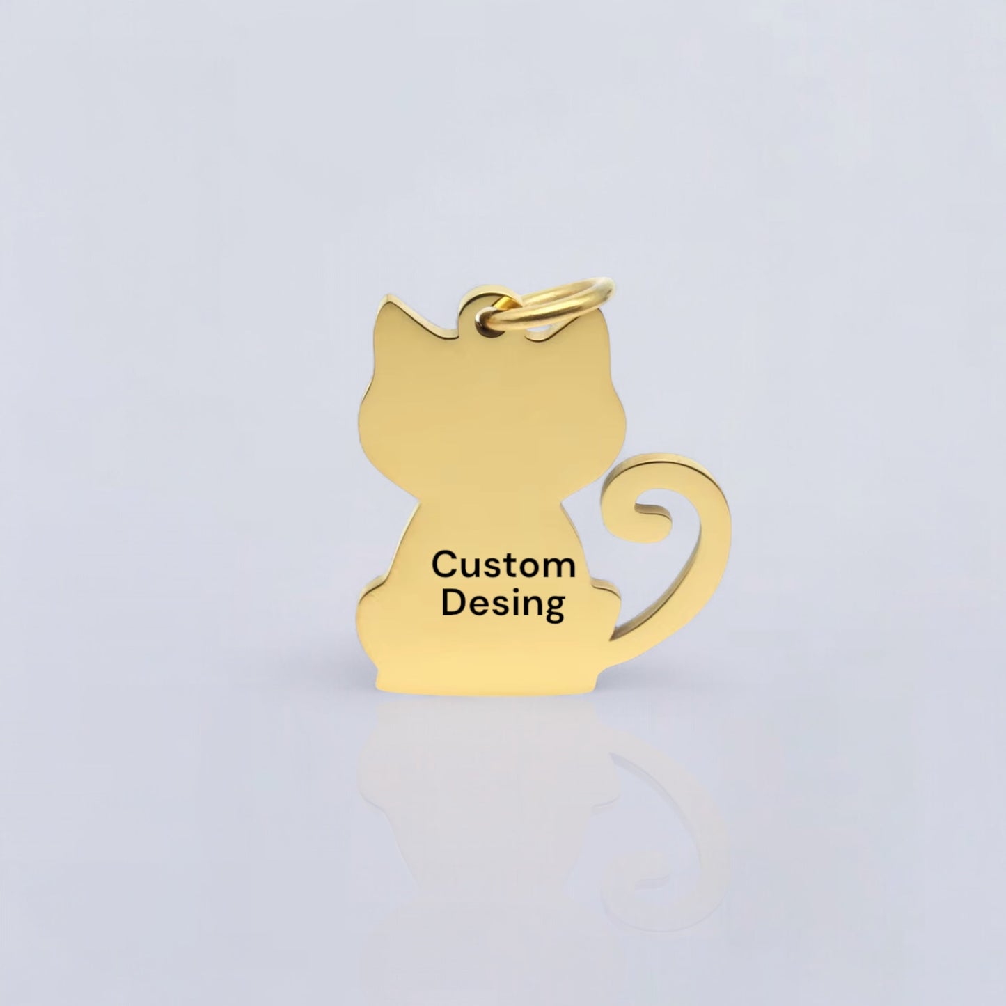 Etiqueta de identificación para mascotas de acero inoxidable, etiqueta personalizada para perros y gatos, texto personalizado grabado en ambos lados en hueso o figura de gato