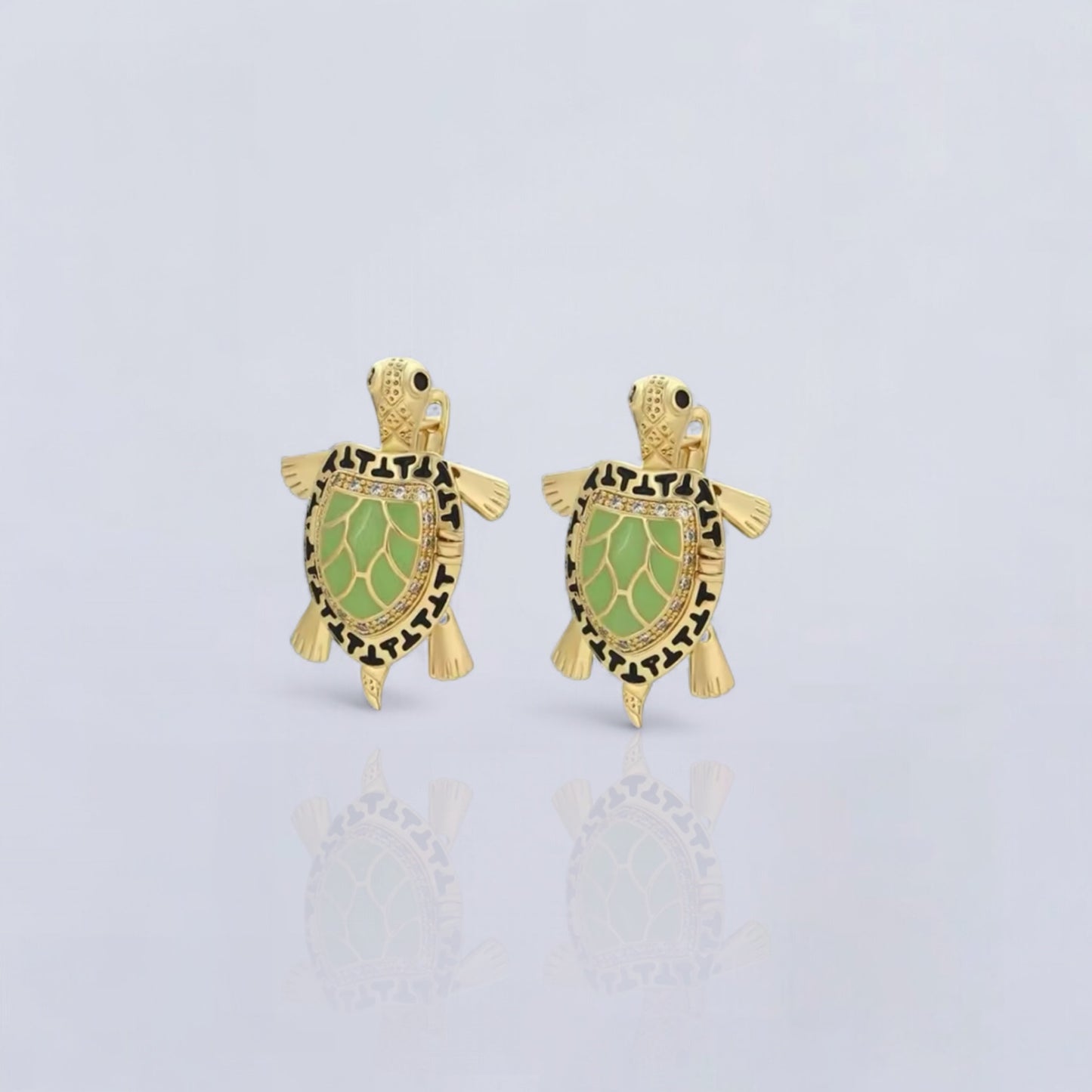 Didiray chapado en oro de 14k aretes con diseño de tortuga verde que se abre con un toque vintage  con acabado premium Joyería duradera