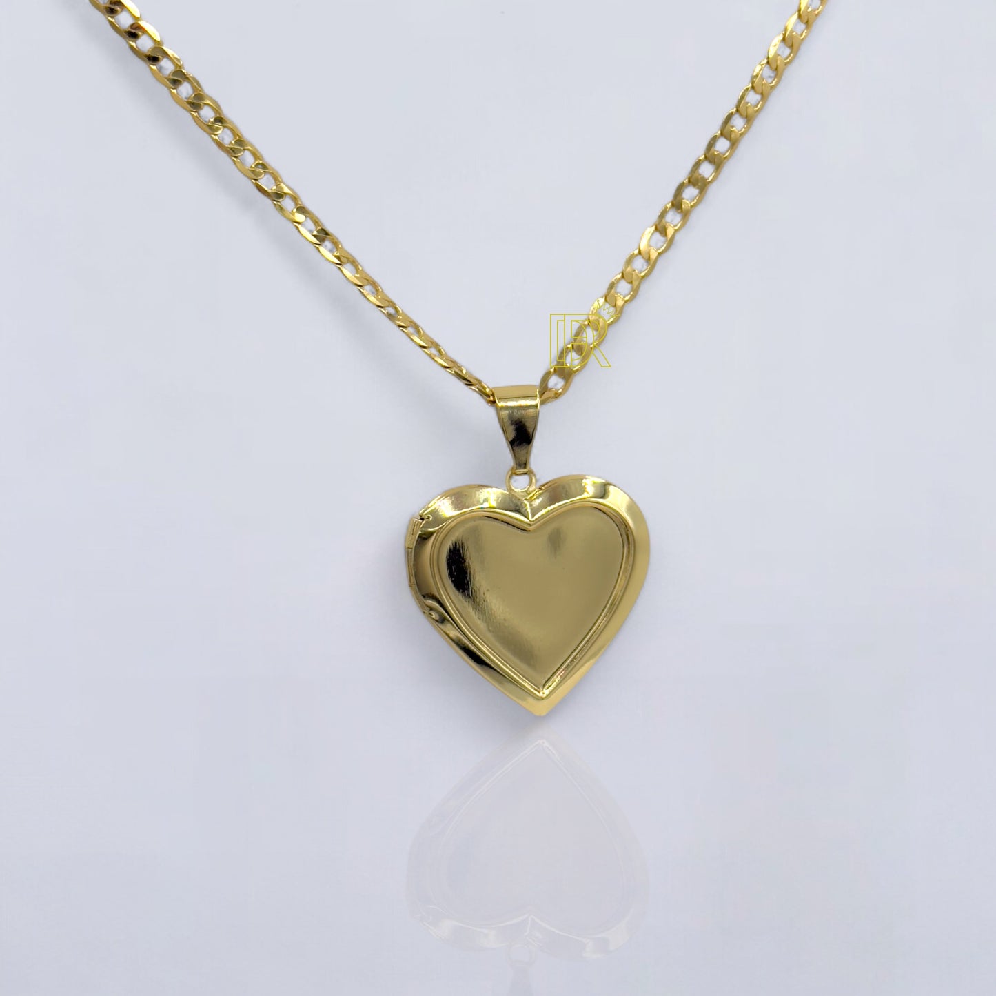 Cadena de eslabones cubanos Didiray bañada en oro de 14k con colgante de corazón para grabar texto o foto. Acabado premium. Brillo duradero. Joyería resistente.Gift for Family, pareja,amigos.