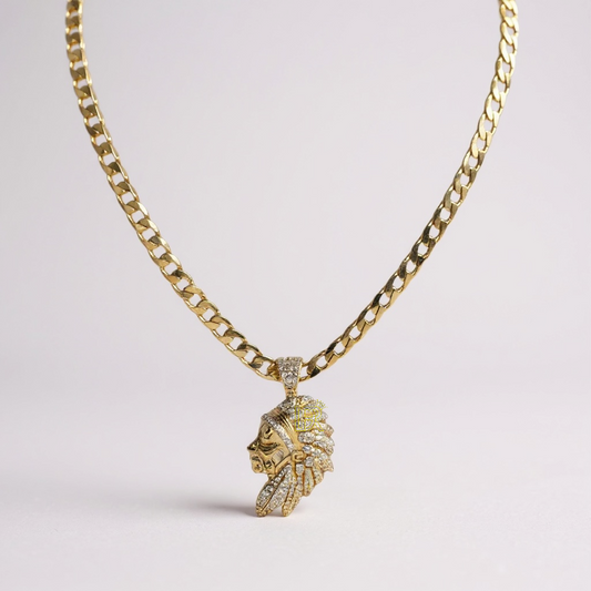 Cadena para hombre DIDIRAY chapada en oro de 14 k con colgante indio reforzado con un acabado premium y brillo duradero.