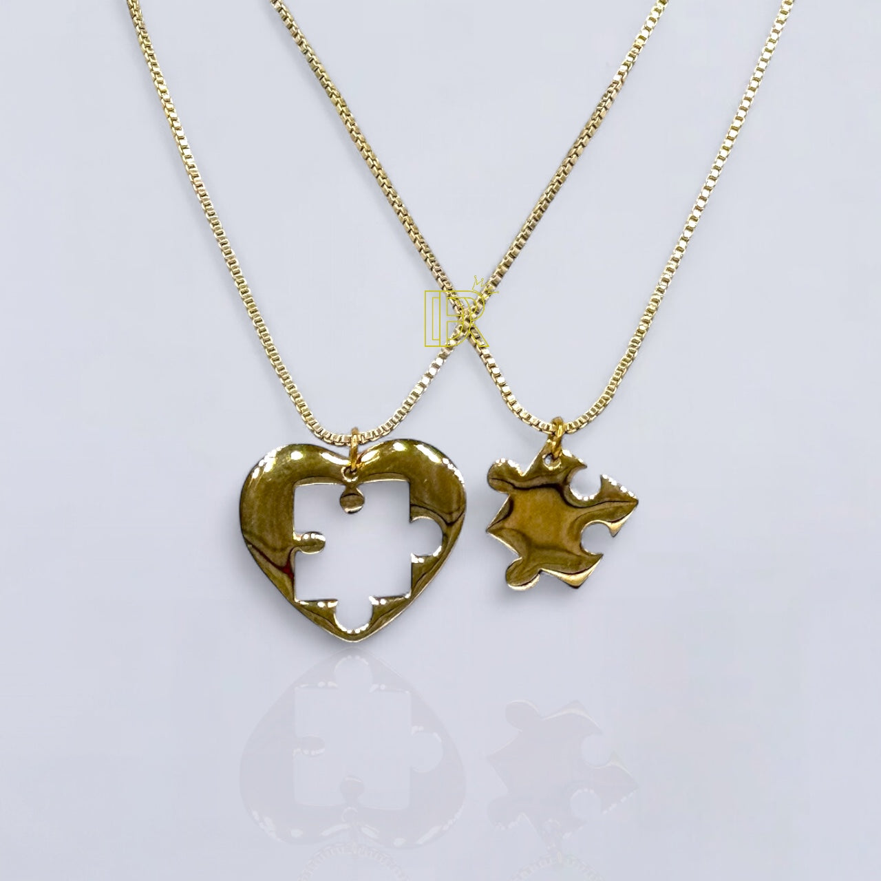 Didiray - Juego de cadena con colgante de rompecabezas de corazón independiente chapado en oro de 14 k, perfecto para parejas, amigos y familiares con un acabado premium reforzado, joyería con brillo duradero.cadena con largo 19 pulgadas