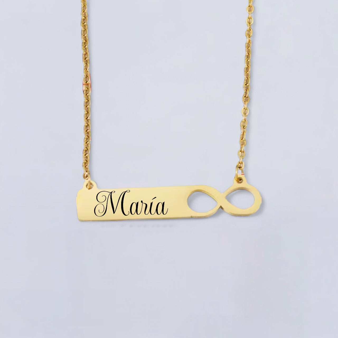 Didiray Cadena con colgante de infinito  bañada en oro de 14 k para personalizar con nombre. Acabado reforzado de primera calidad. Joyas con brillo duradero.Regalo perfecto