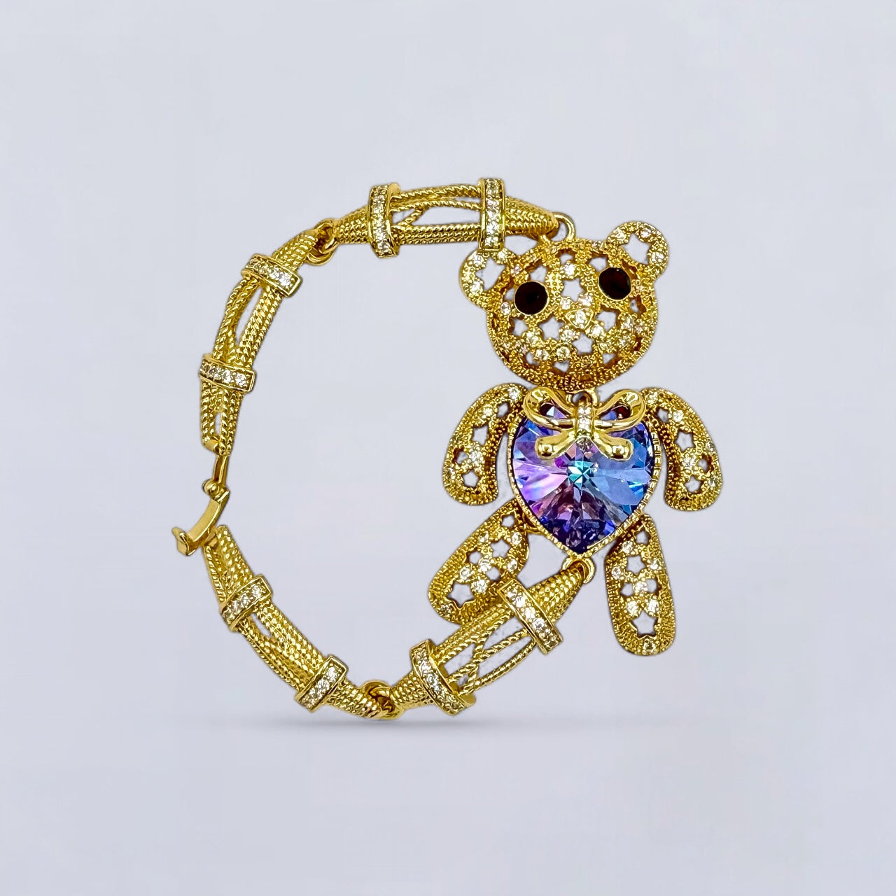 Pulsera de oso DIDIRAY para mujer, chapada en oro de 14K con laca protectora de alta calidad para uso diario. Joyas elegantes y duraderas.