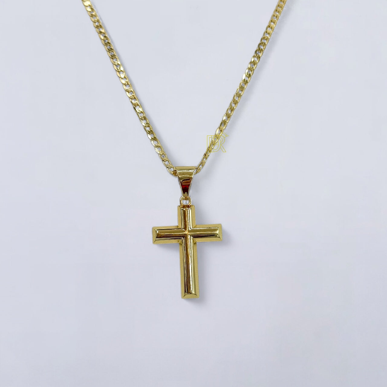 DIDIRAY CADENA UNISEX CON DIJE EN FORMA DE CRUZ  BAÑADO EN ORO DE 14 QUILATES CON LACA PROTECTORA DE PRIMERA CALIDAD,PARA USO DIARIO