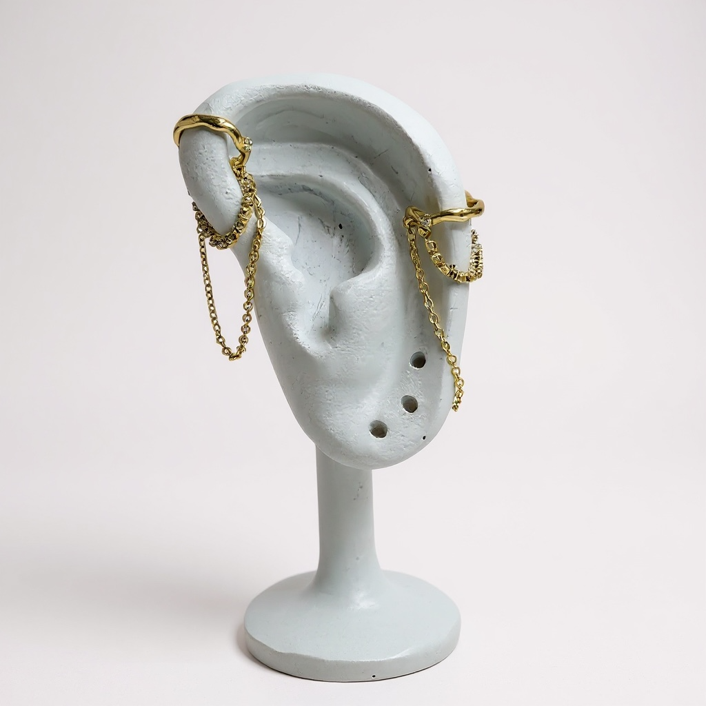 DIDIRAY - Pendientes de moda chapados en oro de 14 quilates para mujer, pendientes con clip para cartílago, sin perforaciones, joyería ligera con dije colgante, elegantes y con estilo.