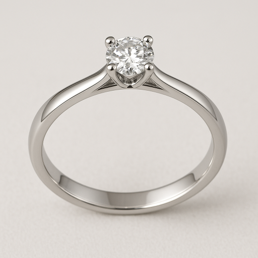 Anillo Solitario Oro Blanco