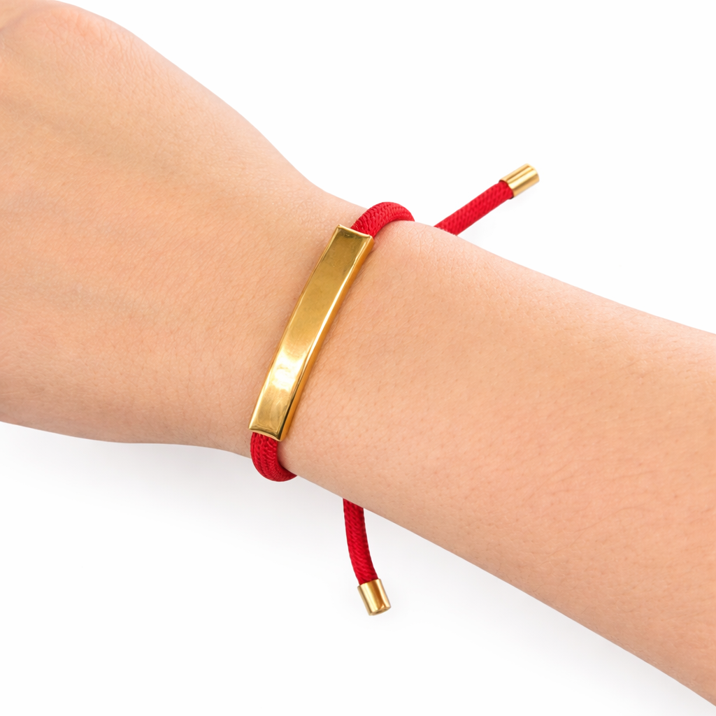 Pulsera ajustable de cuerda trenzada de la marca Didiray, fabricada en acero inoxidable con logotipo o frase personalizada grabada, pulsera de moda unisex.