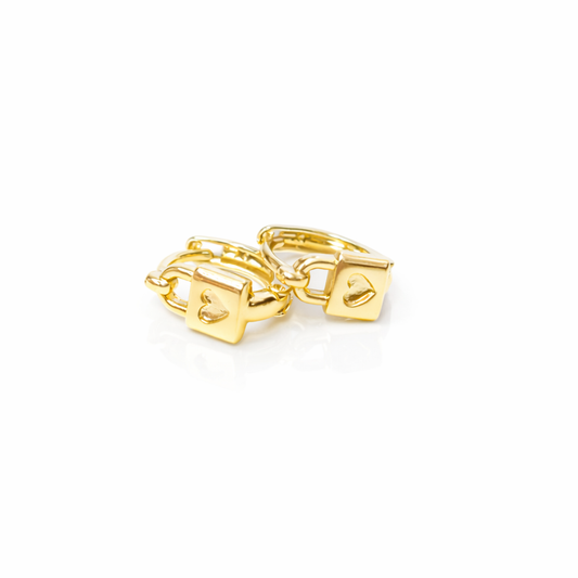 Pendientes de aro Didiray chapados en oro de 14k para mujer, hipoalergénicos, pequeños, ligeros, con revestimiento metálico duradero y diseño moderno en forma de candado, ideales para el uso diario.