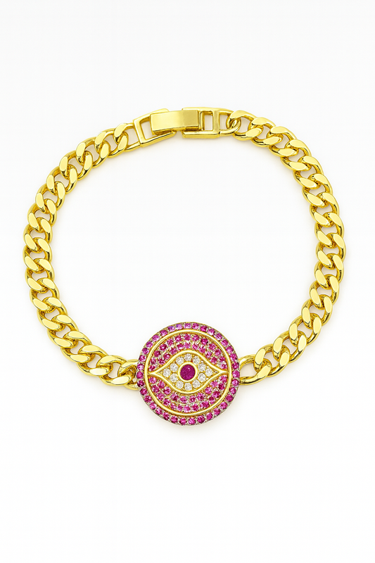 Pulsera Didiray para mujer, chapada en oro de 14k, con diseño de circonita en forma de ojo, ideal para uso diario y con revestimiento metálico duradero.