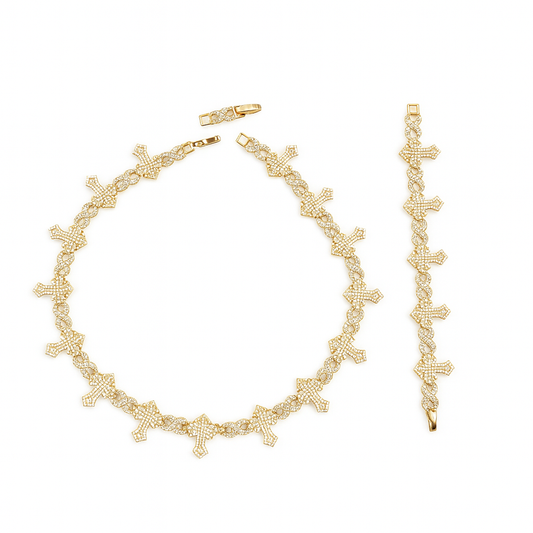 Collar gargantilla Didiray chapado en oro de 14 quilates con cruz y símbolo del infinito, circonitas cúbicas, revestimiento metálico duradero, ideal para uso diario y a la moda.
