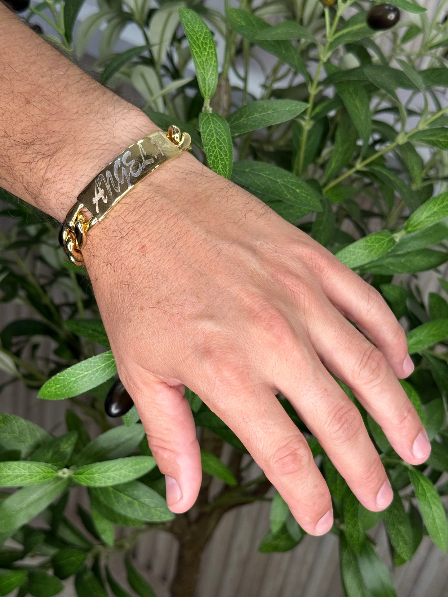 Didiray - Chapado en oro de 14 k, pulsera de hombre de hombre customizable  acabado premium y durabilidad, brillo duradero, regalo de joyería elegante, regalo para hombre