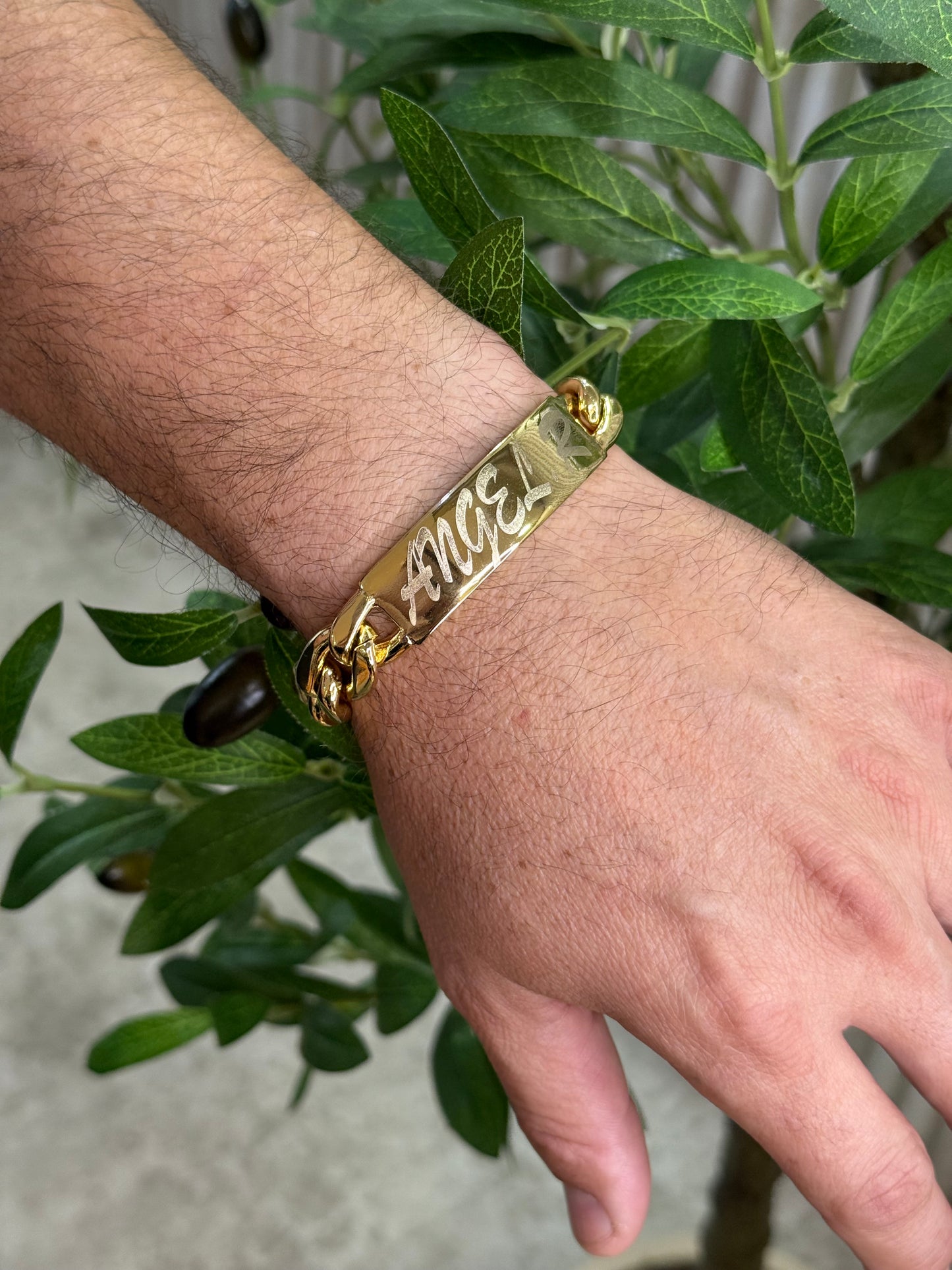 Didiray - Chapado en oro de 14 k, pulsera de hombre de hombre customizable  acabado premium y durabilidad, brillo duradero, regalo de joyería elegante, regalo para hombre