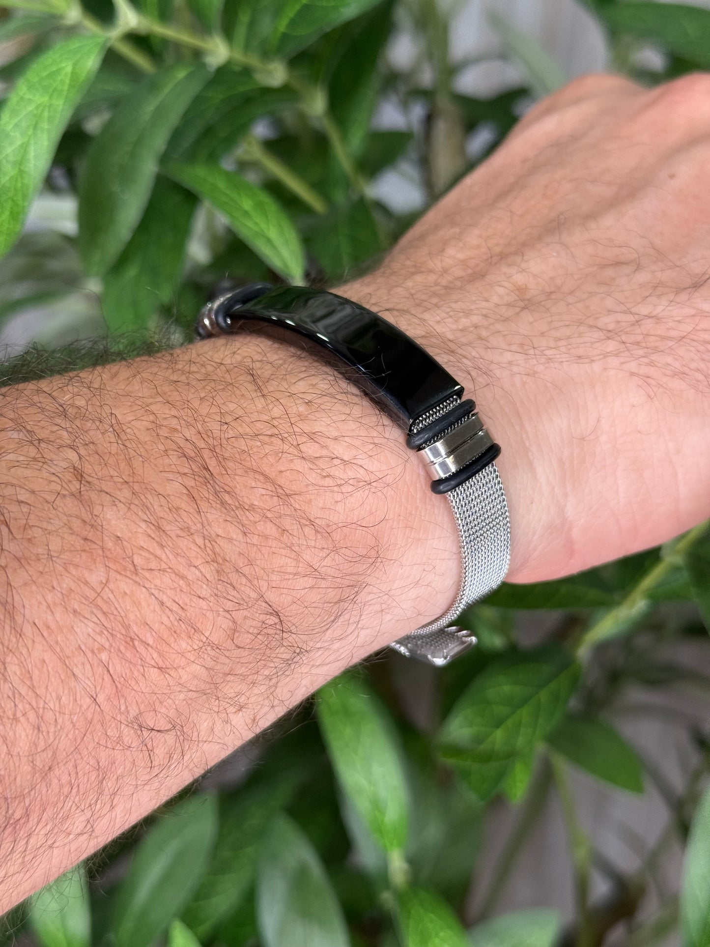 Didiray Pulsera de hombre con correa de malla de acero inoxidable para hombre, pulsera personalizada para cumpleaños, aniversarios, regalos.