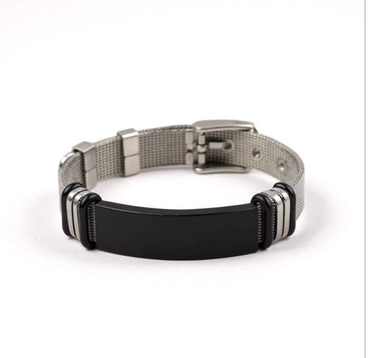 Didiray Pulsera de hombre con correa de malla de acero inoxidable para hombre, pulsera personalizada para cumpleaños, aniversarios, regalos.