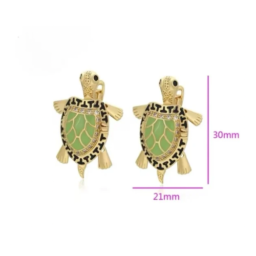 Didiray chapado en oro de 14k aretes con diseño de tortuga verde que se abre con un toque vintage  con acabado premium Joyería duradera