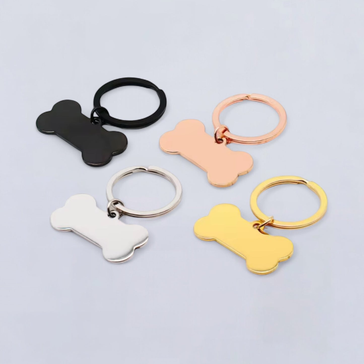 Etiqueta de identificación para mascotas de acero inoxidable, etiqueta personalizada para perros y gatos, texto personalizado grabado en ambos lados en hueso o figura de gato