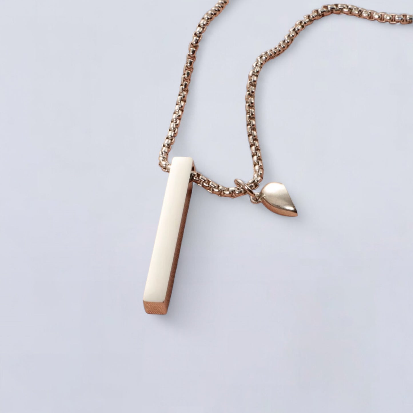 Didiray  gold plated collar de acero inoxidable con dije palo para personalizar con  corazon 3d, para pareja , amigas ,familia.