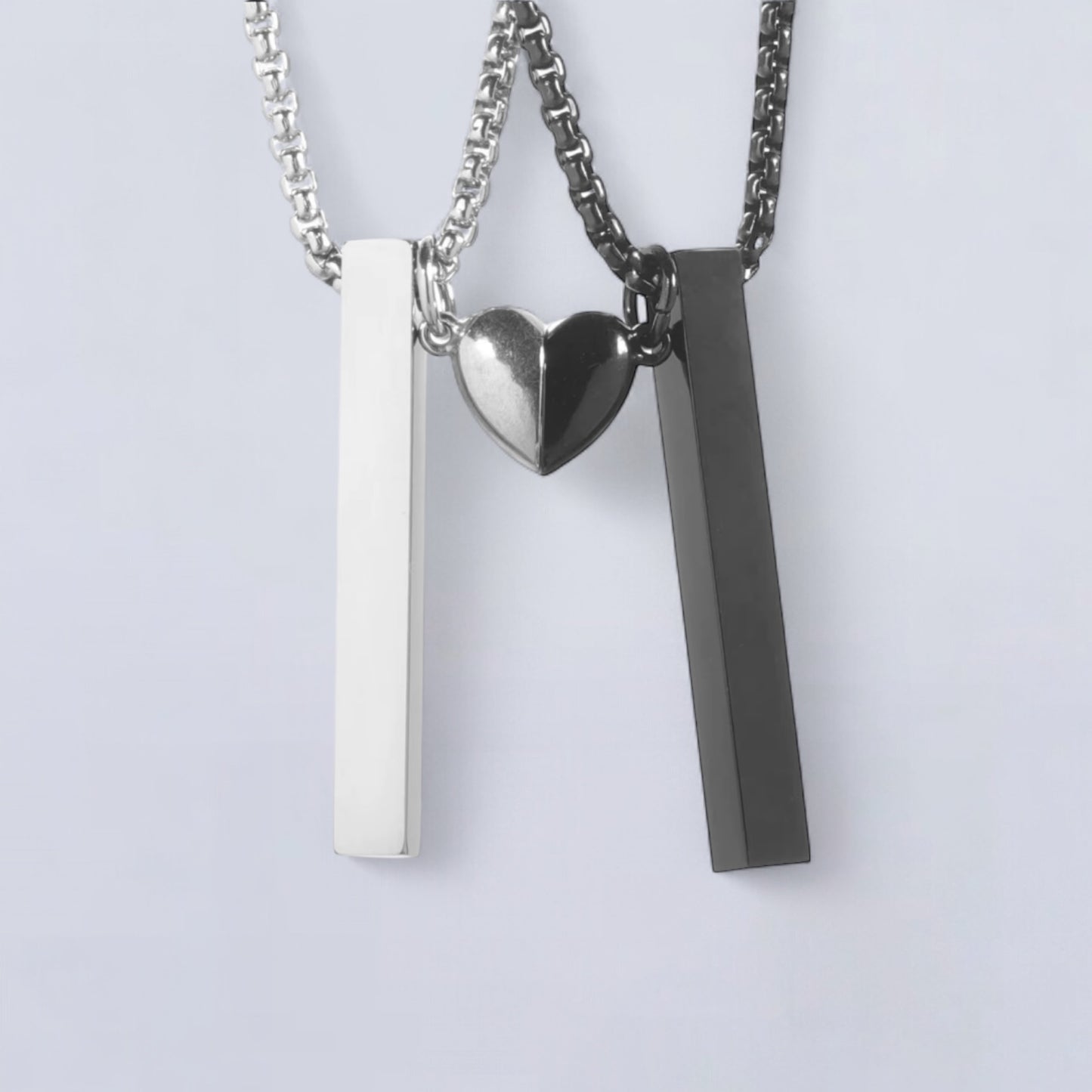 Didiray  gold plated collar de acero inoxidable con dije palo para personalizar con  corazon 3d, para pareja , amigas ,familia.