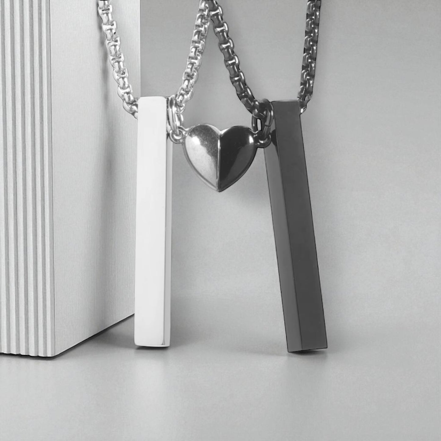 Didiray  gold plated collar de acero inoxidable con dije palo para personalizar con  corazon 3d, para pareja , amigas ,familia.