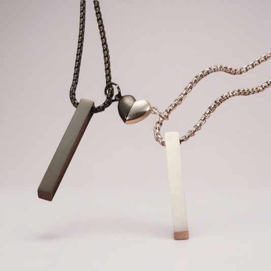 Didiray  gold plated collar de acero inoxidable con dije palo para personalizar con  corazon 3d, para pareja , amigas ,familia.