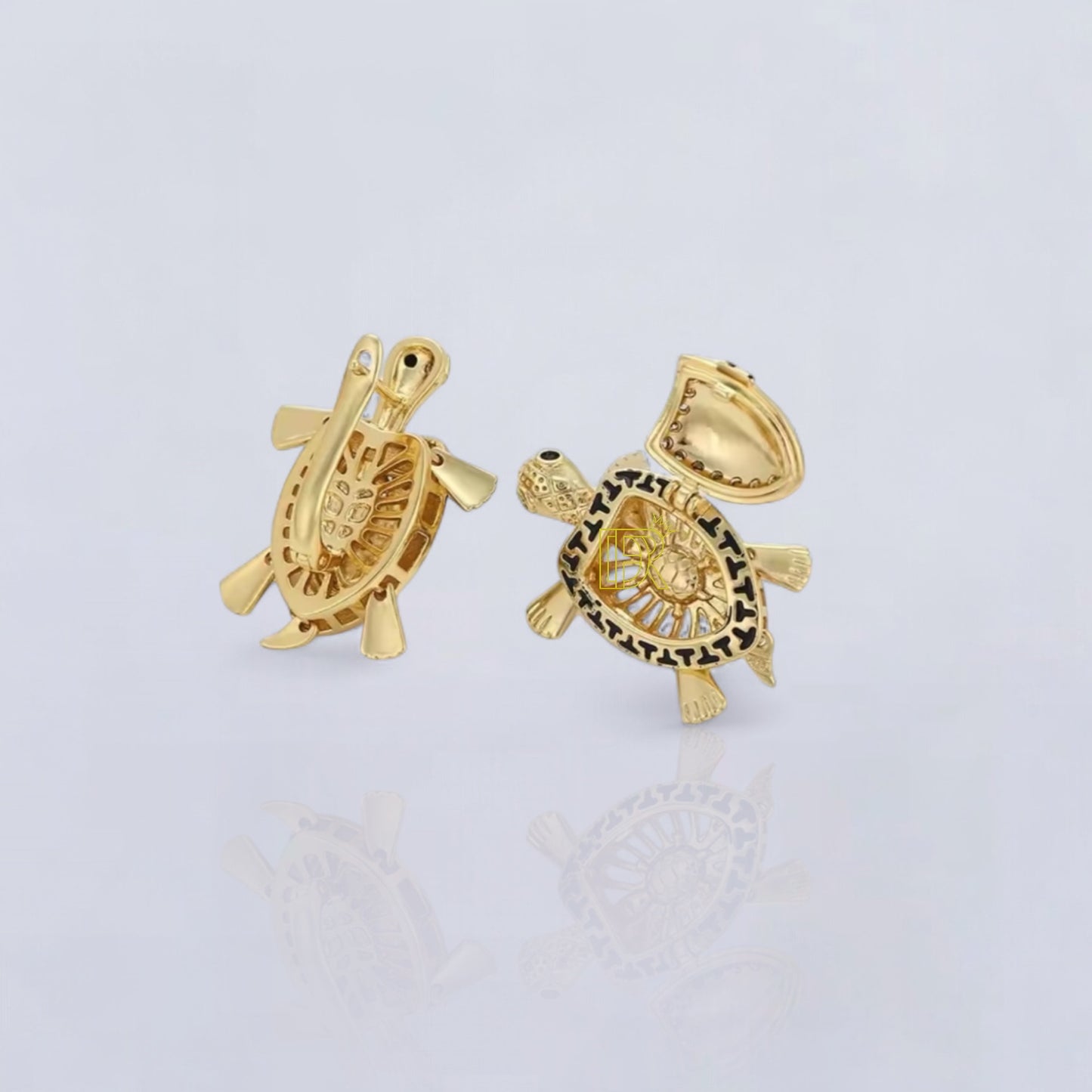 Didiray chapado en oro de 14k aretes con diseño de tortuga verde que se abre con un toque vintage  con acabado premium Joyería duradera