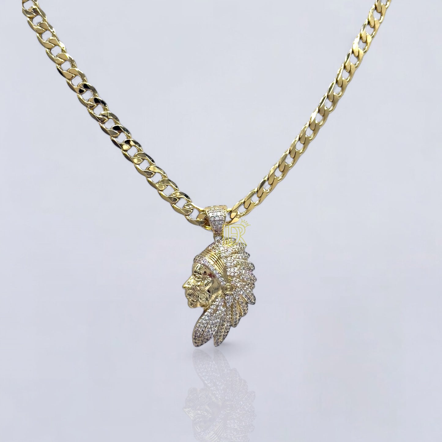 Cadena para hombre DIDIRAY chapada en oro de 14 k con colgante indio reforzado con un acabado premium y brillo duradero.