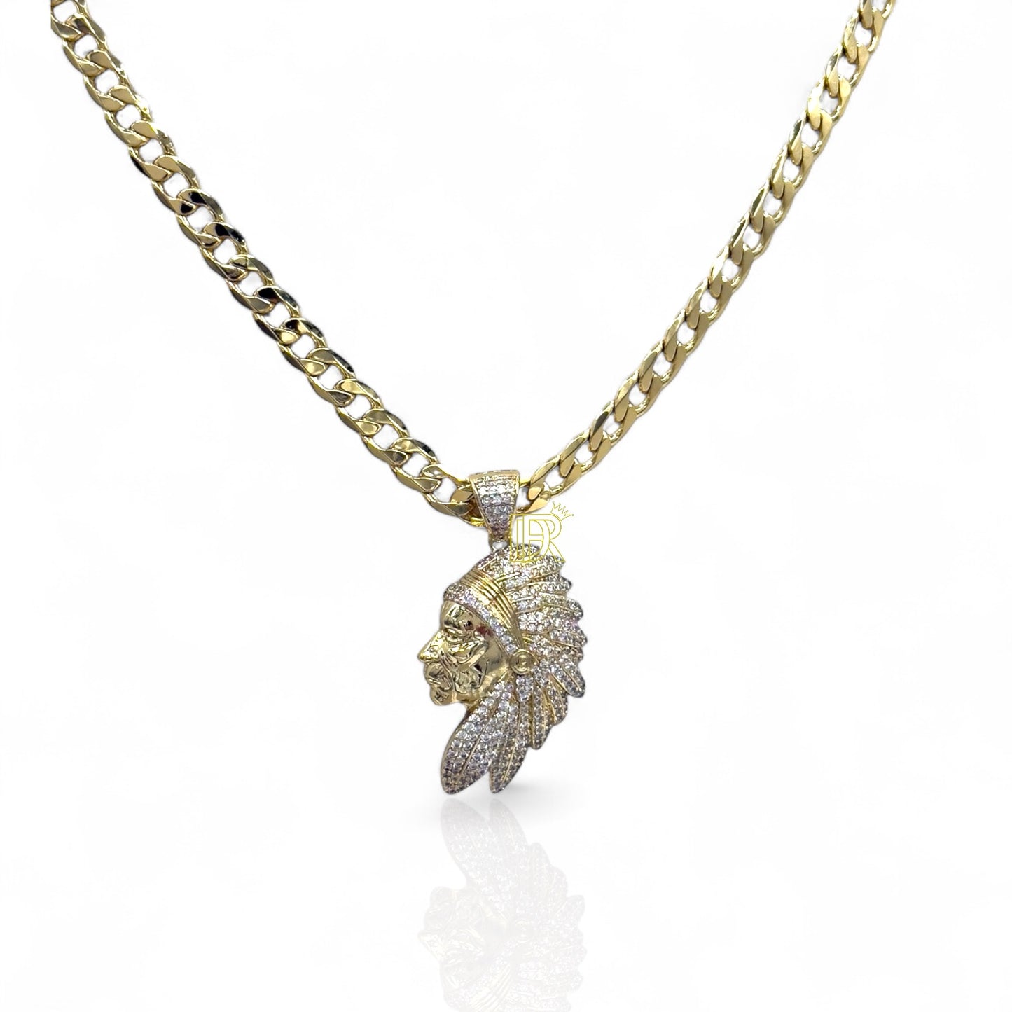 Cadena para hombre DIDIRAY chapada en oro de 14 k con colgante indio reforzado con un acabado premium y brillo duradero.