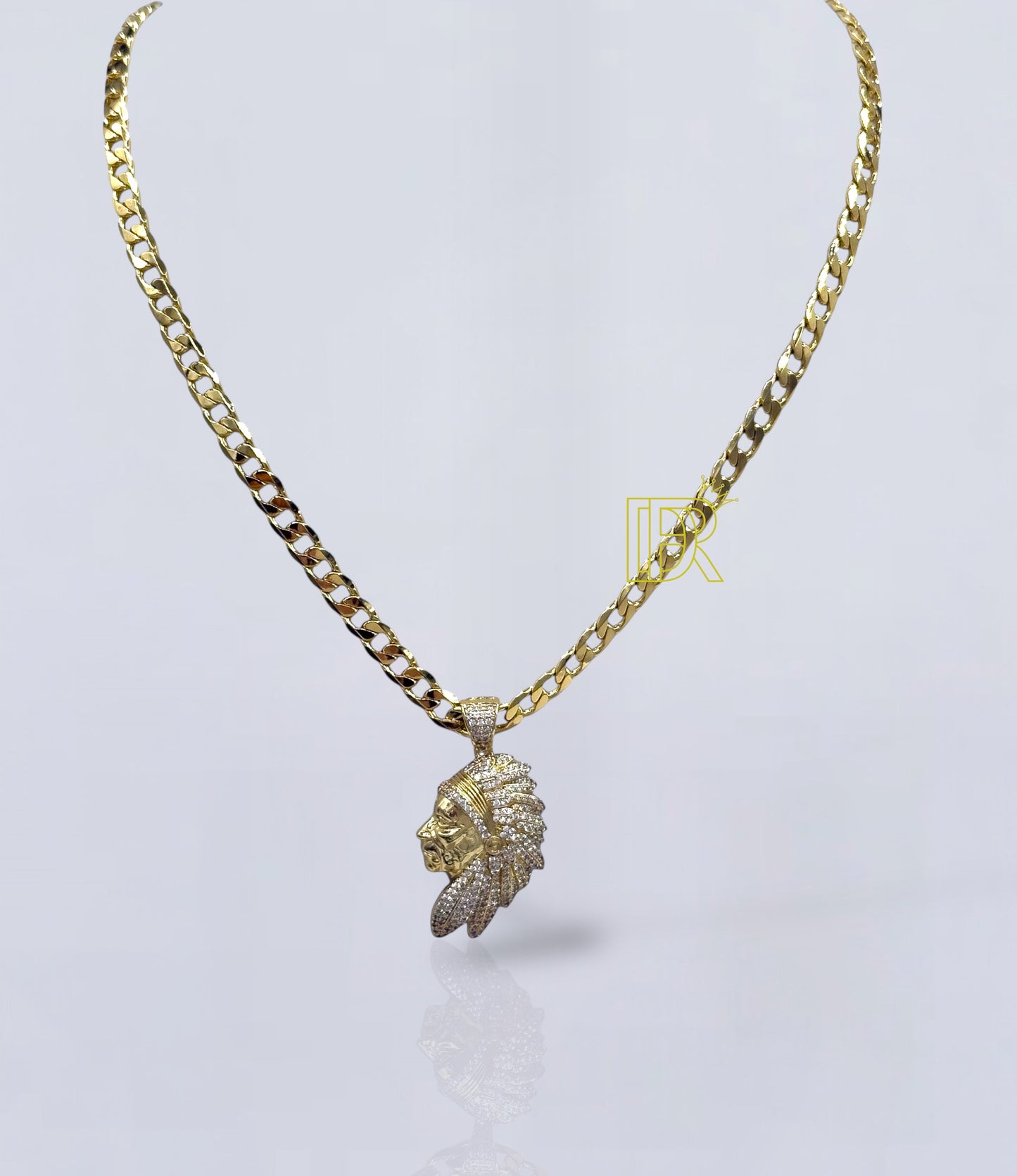 Cadena para hombre DIDIRAY chapada en oro de 14 k con colgante indio reforzado con un acabado premium y brillo duradero.