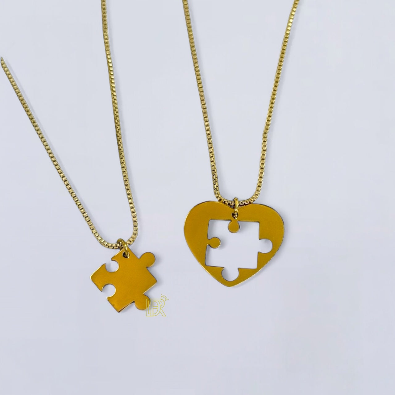 Didiray - Juego de cadena con colgante de rompecabezas de corazón independiente chapado en oro de 14 k, perfecto para parejas, amigos y familiares con un acabado premium reforzado, joyería con brillo duradero.cadena con largo 19 pulgadas