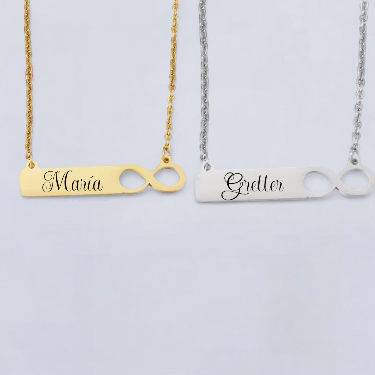 Didiray Cadena con colgante de infinito  bañada en oro de 14 k para personalizar con nombre. Acabado reforzado de primera calidad. Joyas con brillo duradero.Regalo perfecto