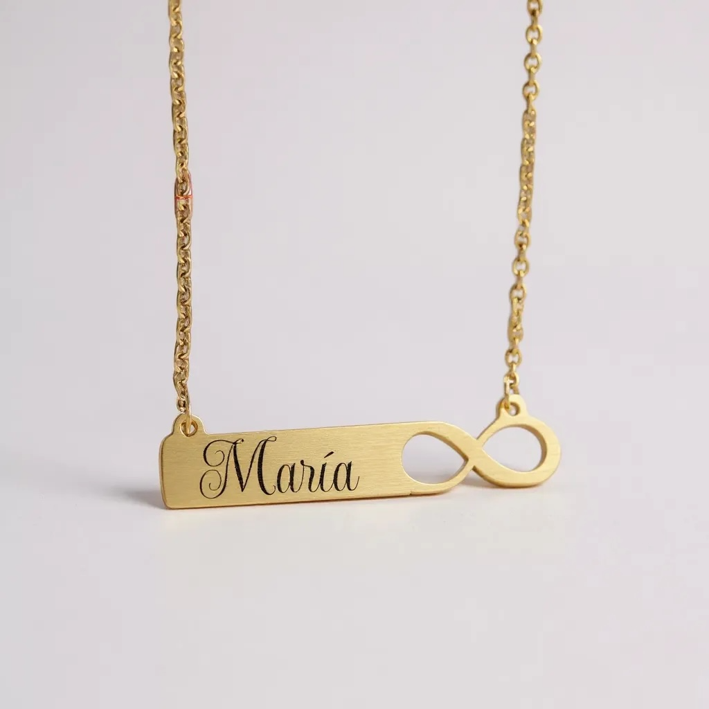 Didiray Cadena con colgante de infinito  bañada en oro de 14 k para personalizar con nombre. Acabado reforzado de primera calidad. Joyas con brillo duradero.Regalo perfecto