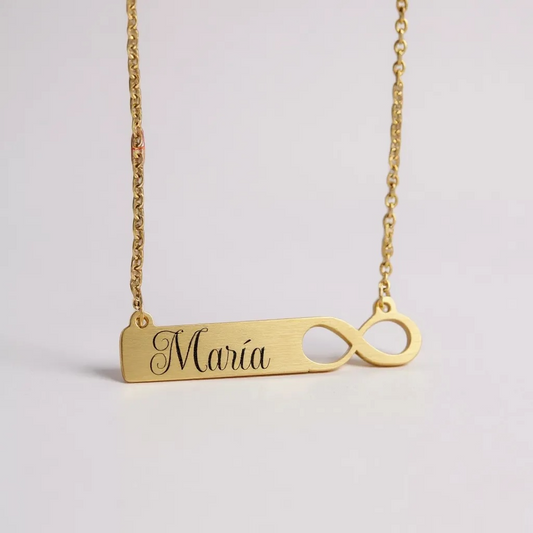 Didiray Cadena con colgante de infinito  bañada en oro de 14 k para personalizar con nombre. Acabado reforzado de primera calidad. Joyas con brillo duradero.Regalo perfecto