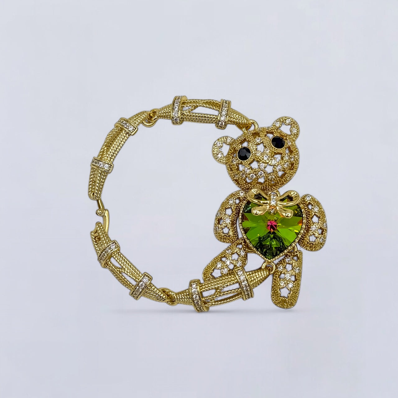 Pulsera de oso DIDIRAY para mujer, chapada en oro de 14K con laca protectora de alta calidad para uso diario. Joyas elegantes y duraderas.