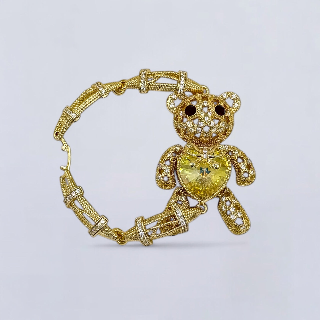 Pulsera de oso DIDIRAY para mujer, chapada en oro de 14K con laca protectora de alta calidad para uso diario. Joyas elegantes y duraderas.