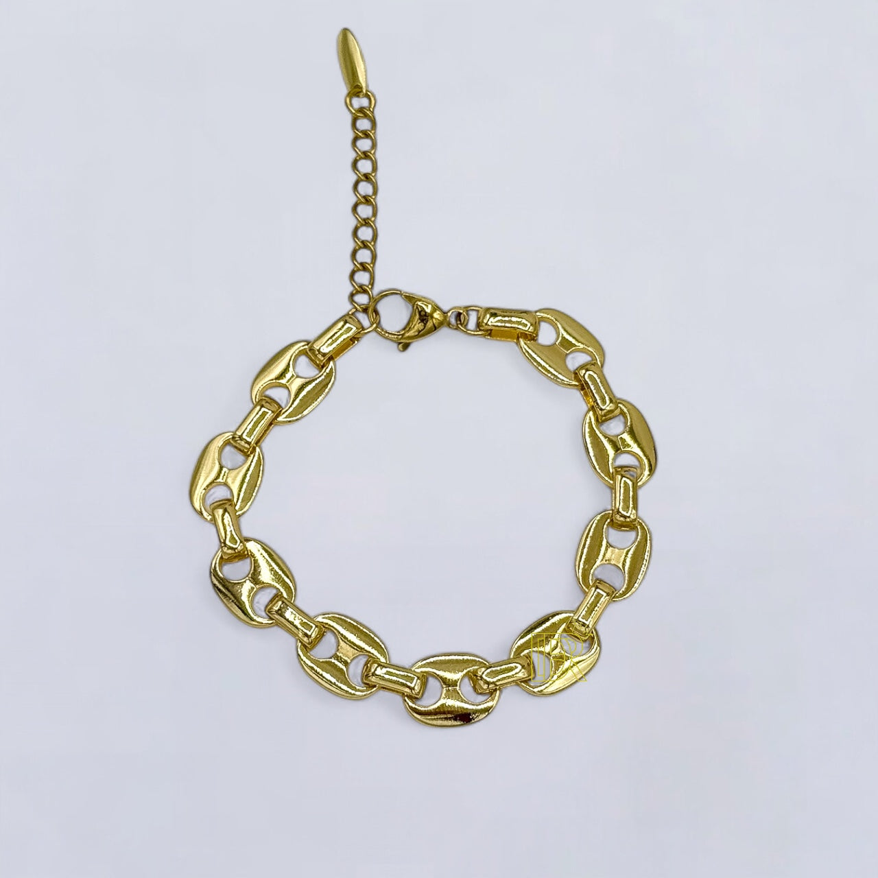 DIDIRAY MANILLA DE MUJER ESTILO GRANO DE CAFE  BAÑADO EN ORO DE 14 QUILATES CON LACA PROTECTORA DE PRIMERA CALIDAD,PARA USO DIARIO